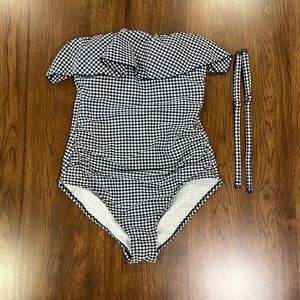 NWOT| Gingham Navy & White Swimsuit